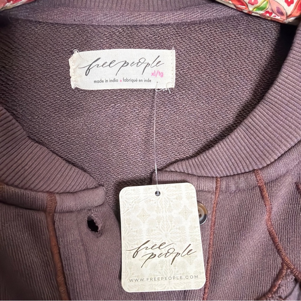 Free People Fluttercape Sweatshirt Cutwork Embroidered Cape Cardigan XL - Picture 7 of 8